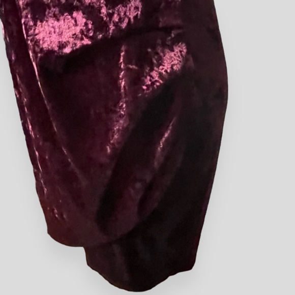 Windsor Crushed Velvet Deep Burgundy Mini Dress Size Small - Picture 6 of 6